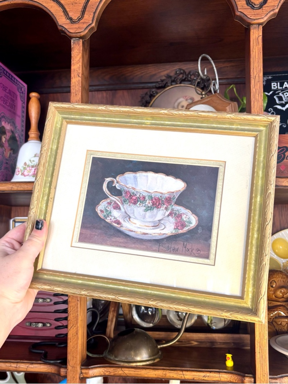 Framed Tea Cup Art Print - Floral China Illustration
